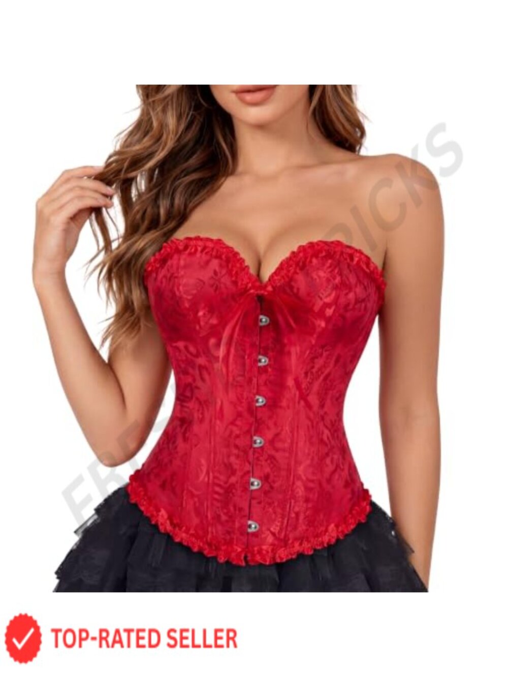 Victorian Overbust Corset Top Brocade Lace-Up Bustier Renaissance
